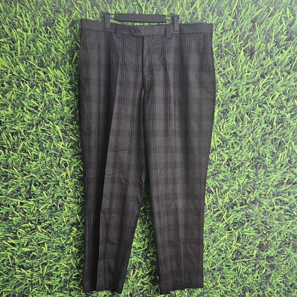 Men's Stacy Adam's Gold Dress Pamts Black Plaid 40w by 29l